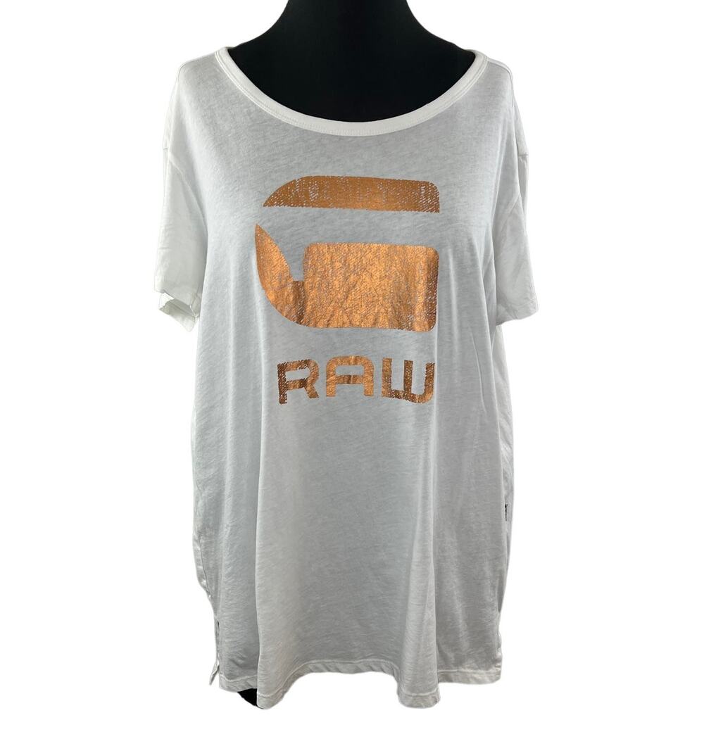 G-STAR RAW White Short Sleeve Foil Graphic Logo Short Sleeve T-Shirt XXL NEW